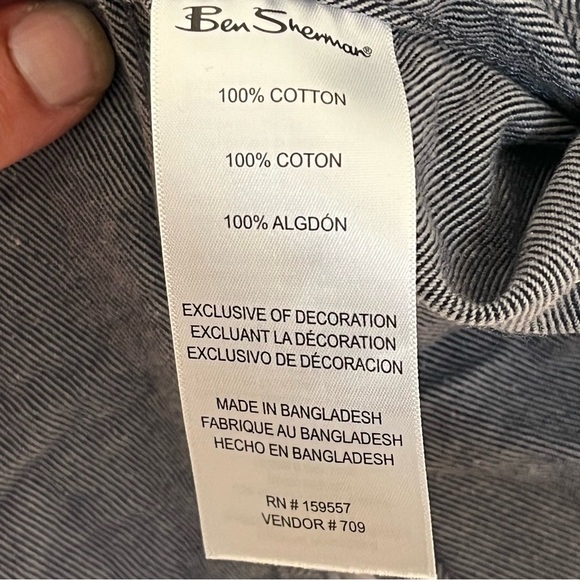 Ben Sherman Size XL Gray & Blue Button Long Sleeve Shirt Shacket Overshirt - Picture 6 of 11